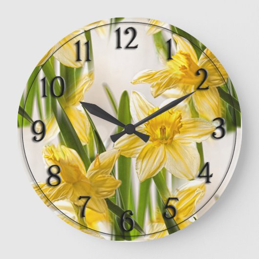 Yellow Daffodil Wallpaper Pattern Grote Klok (Voorkant)