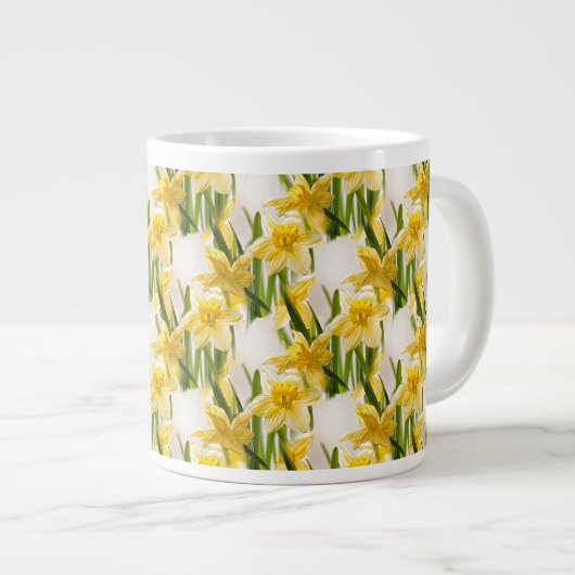 Yellow Daffodil Wallpaper Pattern Grote Koffiekop (Voorkant rechts)