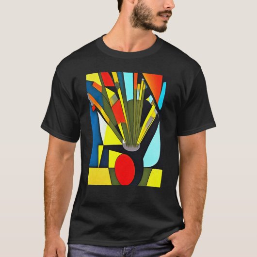 Yellow Daffodils In A Red Vase Geometric Abstract T-shirt (Voorkant)