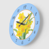 Yellow Daffodils on Blue Floral Wall Clock Grote Klok (Hoek)