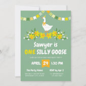 Yellow Daffodils One Silly Goose First Birthday Kaart (Voorkant)