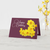 Yellow Daffodils Plum Background Birthday Kaart (Gele Bloem)