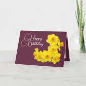 Yellow Daffodils Plum Background Birthday Kaart (Voorkant)