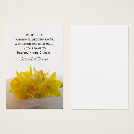 Yellow Daffodils Spring Wedding Charity Favor Card Visitekaartje (Voorkant /achterkant)