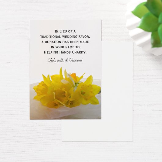 Yellow Daffodils Spring Wedding Charity Favor Card Visitekaartje (Bureau)