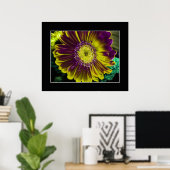 Yellow Dahlia Abstracte kunst Poster (Thuiskantoor)