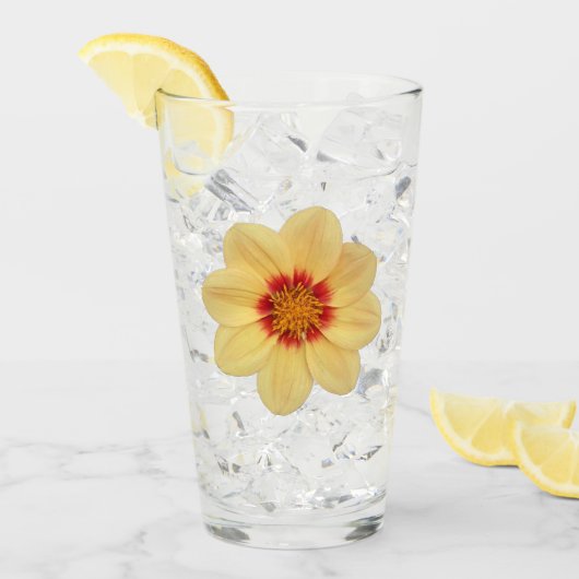 Yellow Dahlia Bloom Floral Glas (Voorkant ijs)
