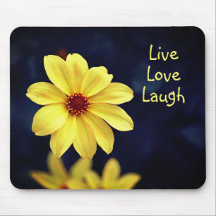 Yellow Dahlia Elegant Flower Inspirerend Quote Muismat