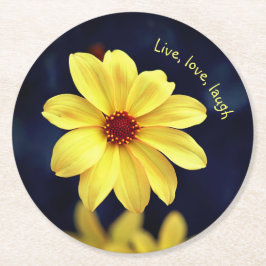 Yellow Dahlia Elegant Flower Inspirerend Quote Ronde Kartonnen Onderzetter