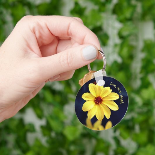 Yellow Dahlia Elegant Flower Inspirerend Quote Sleutelhanger (Hand)