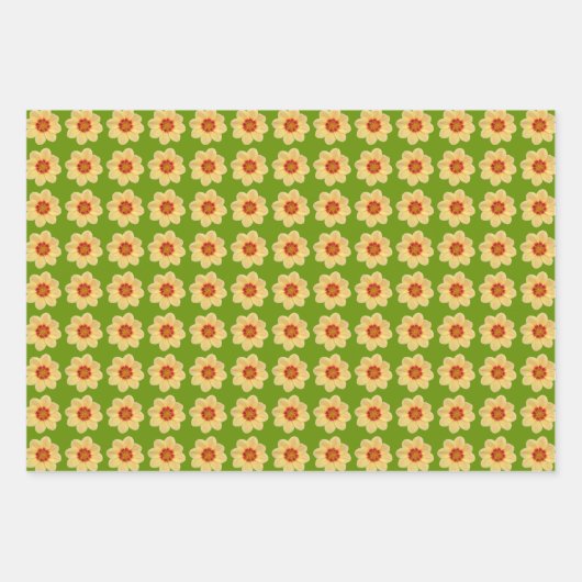Yellow Dahlia Floral Pattern Inpakpapier Vel (Voorkant 2)