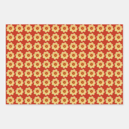 Yellow Dahlia Floral Pattern Inpakpapier Vel