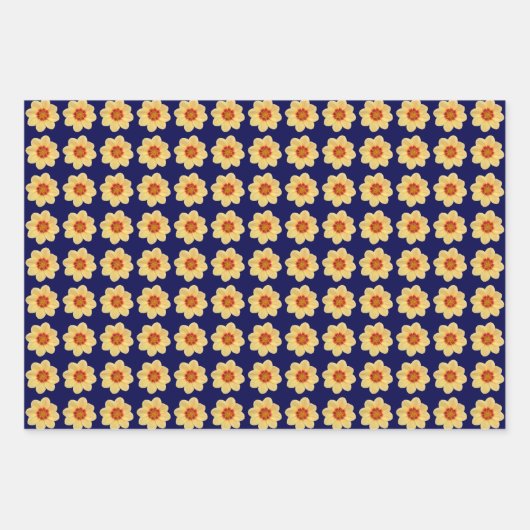 Yellow Dahlia Floral Pattern Inpakpapier Vel (Voorkant 3)