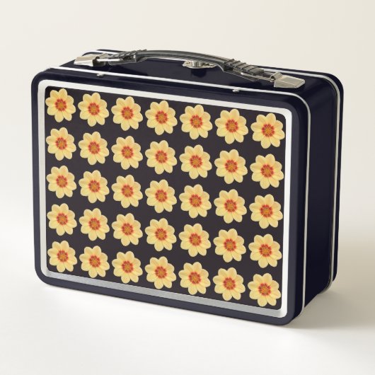 Yellow Dahlia Floral Pattern op Black (Achterkant)