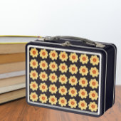 Yellow Dahlia Floral Pattern op Black