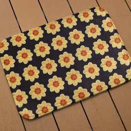 Yellow Dahlia Floral Pattern op Black Badmat