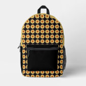 Yellow Dahlia Floral Pattern op Black Bedrukte Rugzak (Voorkant)