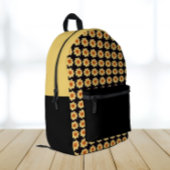 Yellow Dahlia Floral Pattern op Black Bedrukte Rugzak