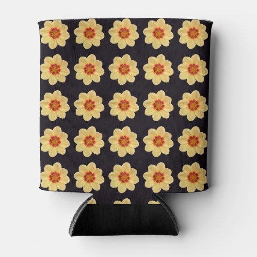 Yellow Dahlia Floral Pattern op Black Blikjeskoeler (Voorkant)
