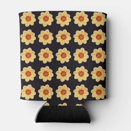 Yellow Dahlia Floral Pattern op Black Blikjeskoeler (Achterkant)