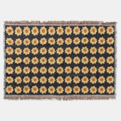Yellow Dahlia Floral Pattern op Black Deken (Voorkant)