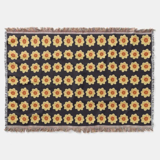 Yellow Dahlia Floral Pattern op Black Deken (Voorkant)