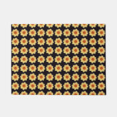 Yellow Dahlia Floral Pattern op Black Deurmat (Voorkant)