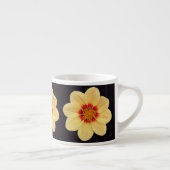 Yellow Dahlia Floral Pattern op Black Espresso Kop (Rechts)
