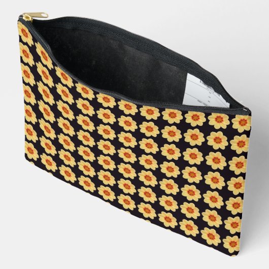 Yellow Dahlia Floral Pattern op Black Etui (Open)