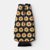 Yellow Dahlia Floral Pattern op Black Flesjeskoeler (Achterkant)