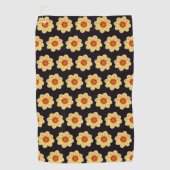 Yellow Dahlia Floral Pattern op Black Golfhanddoek (Voorkant)