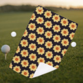 Yellow Dahlia Floral Pattern op Black Golfhanddoek