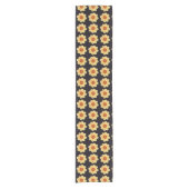 Yellow Dahlia Floral Pattern op Black Korte Tafelloper (Voorkant)