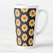 Yellow Dahlia Floral Pattern op Black Latte Mok (Rechts)