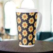 Yellow Dahlia Floral Pattern op Black Latte Mok
