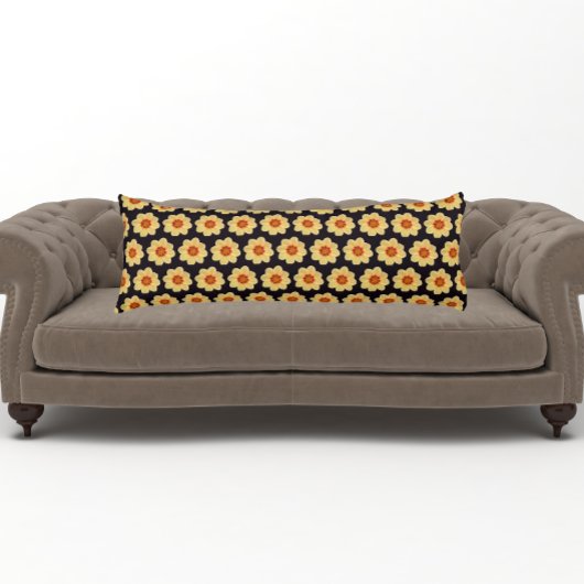 Yellow Dahlia Floral Pattern op Black Lichaamskussen