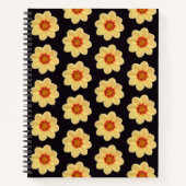 Yellow Dahlia Floral Pattern op Black Notitieboek (Voorkant)