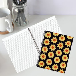 Yellow Dahlia Floral Pattern op Black Notitieboek