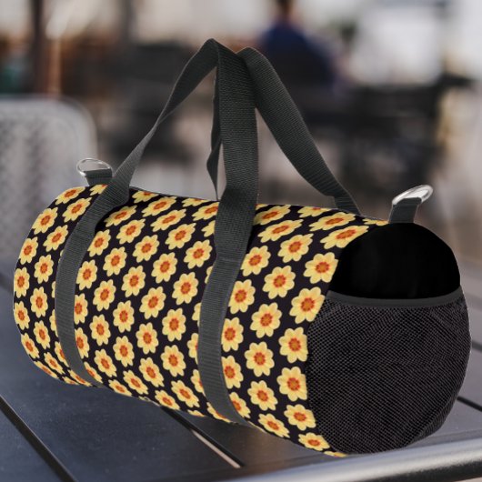 Yellow Dahlia Floral Pattern op Black Plunjezak