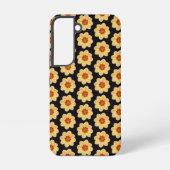 Yellow Dahlia Floral Pattern op Black Samsung Galaxy Hoesje (Achterkant)