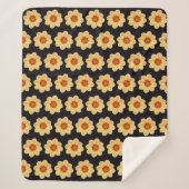 Yellow Dahlia Floral Pattern op Black Sherpa Deken (Voorkant)
