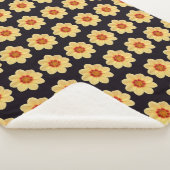 Yellow Dahlia Floral Pattern op Black Sherpa Deken (3/4)