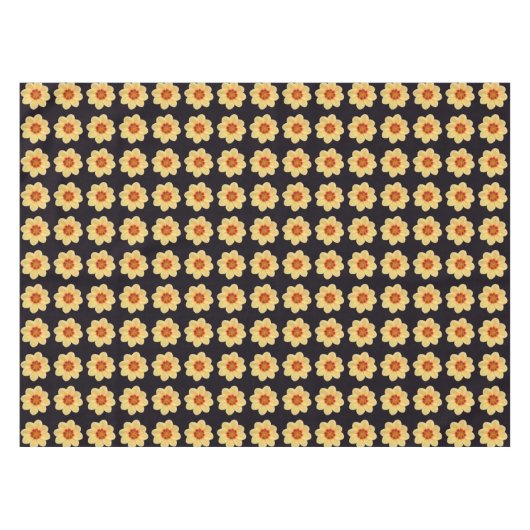 Yellow Dahlia Floral Pattern op Black Tafelkleed (Voorkant (Horizontaal))