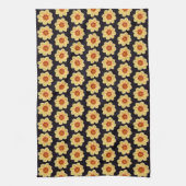 Yellow Dahlia Floral Pattern op Black Theedoek (Verticaal)
