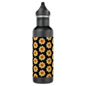 Yellow Dahlia Floral Pattern op Black Waterfles (Rechts)