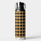 Yellow Dahlia Floral Pattern op Black Waterfles (Voorkant)