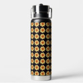 Yellow Dahlia Floral Pattern op Black Waterfles (Achterkant)