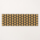 Yellow Dahlia Floral Pattern op Black Yogamat (Voorkant (horizontaal))