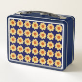 Yellow Dahlia Floral Pattern op Blue (Achterkant)