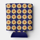 Yellow Dahlia Floral Pattern op Blue Blikjeskoeler (Achterkant)